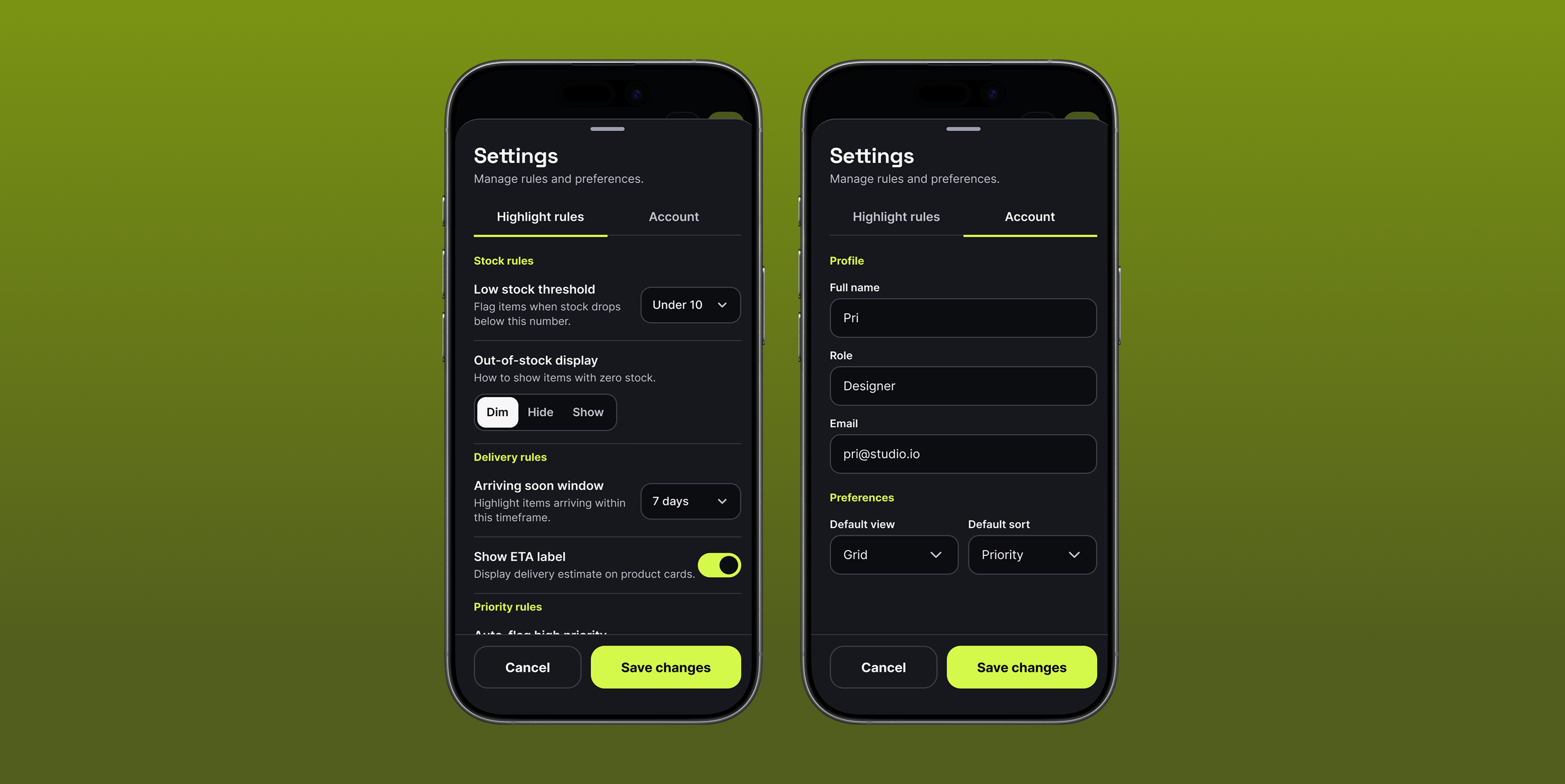 Personalization interface placeholder